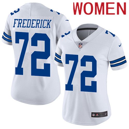 Women Dallas Cowboys #72 Travis Frederick Nike White Vapor Limited NFL Jersey->women nfl jersey->Women Jersey